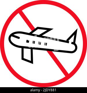 Reisebeschränkungen. Kein Flugzeug erlaubt. Bearbeitbarer Vektor. Stock Vektor