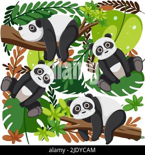 Niedliche Pandas nahtlose Muster Illustration Stock Vektor