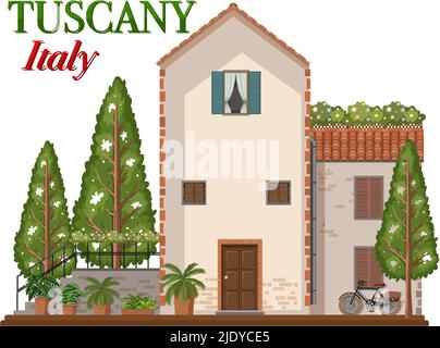 Tuscany Italy Landmark Logo Banner Illustration Stock Vektor