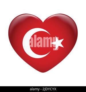 Symbol der Türkei-Flagge auf weißem Hintergrund isoliert. Flagge der Türkei. Flaggensymbol glänzend. Stock Vektor