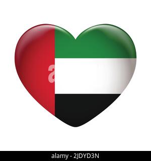 Flaggensymbol der Vereinigten Arabischen Emirate isoliert auf weißem Hintergrund. Flagge der Vereinigten Arabischen Emirate. Flaggensymbol glänzend. Stock Vektor