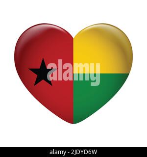 Guniea-Bissau Flaggensymbol isoliert auf weißem Hintergrund. Guniea Bissau Flagge. Flaggensymbol glänzend. Stock Vektor