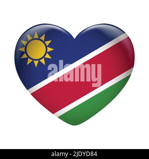 Namibia Flaggensymbol isoliert auf weißem Hintergrund. Namibia Flagge. Flaggensymbol glänzend. Stock Vektor