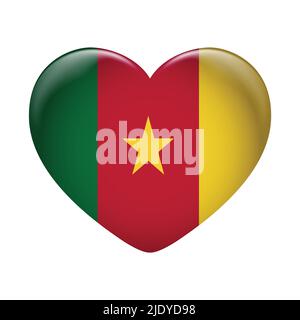 Kamerun Flaggensymbol isoliert auf weißem Hintergrund. Kamerun-Flagge. Flaggensymbol glänzend. Stock Vektor