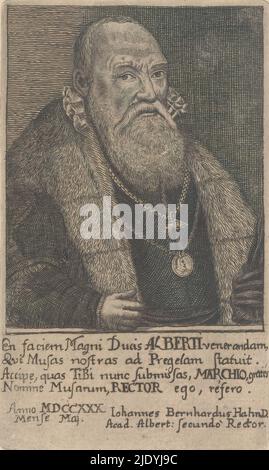 Porträt Albrechts von Brandenburg-Ansbach, Herzog von Preußen, Druckerei: Anonym, 1600 - 1699, Papier, Ätzung, Höhe 147 mm × Breite 88 mm Stockfoto