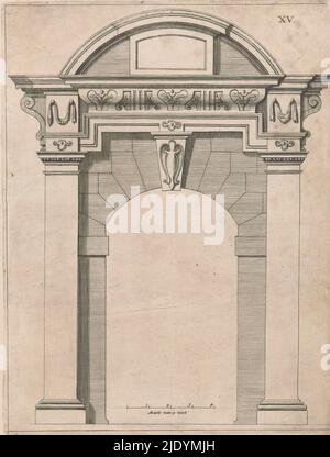 Gate of the Westerkerk, Architectura moderna ofte Bouwinge van onsen tyt (Serientitel), Plate XV., Druckerei: Anonym, nach Gestaltung von: Hendrick de Keyser (I), Verlag: Cornelis Danckerts (I), Amsterdam, 1631, Papier, Gravur, Höhe 287 mm, Breite 217 mm Stockfoto