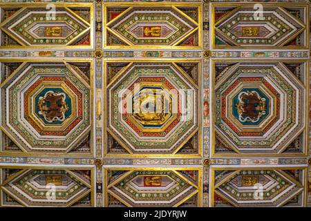 TIVOLI, ITALIEN - 23. SEPTEMBER 2018: Villa d'Este interior in Tivoli, Italien. Diese Villa aus dem 16. Jahrhundert in Tivoli gehört zum UNESCO-Weltkulturerbe Stockfoto