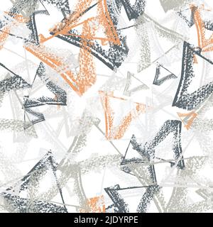 Trendiges Set von bunten handbemalten Dreiecksformen. Abstrakte nahtlose geometrische Textur für Tapeten, Webseiten, Oberflächenstrukturen, Textilien, Design Stock Vektor