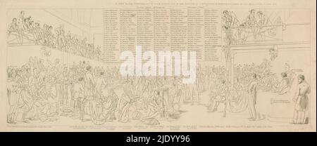 Schlüssel zum Druck der Gerichtsverhandlung gegen Königin Caroline von Braunschweig im Oberhaus, 1820, A Key to the Portraits in the Engraving of the House of Lords (Titel auf Objekt), Schlüssel zum Druck einer Sitzung des britischen Oberhauses während der Gerichtsverhandlung gegen Königin Caroline von Braunschweig, 1820. Alle Figuren in Umriss, mit Namen in Legende 1-181. Gehört zum Druck von John Charles Bromley nach dem Gemälde von George Hayter (nicht in der Sammlung)., Druckerei: Anonym, Verlag: Robert Bowyer, (auf Objekt erwähnt), Verlag: Mary Parkes, (Auf Objekt erwähnt), drucken m Stockfoto
