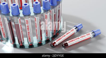 Blutproben mit Affenpocken-Viren - Abbildung 3D Stockfoto