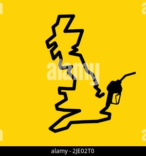 Übersichtskarte des vereinigten Königreichs aus einer Benzinpumpe Stock Vektor