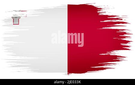 Bunte handgezeichnete Pinselstriche gemalt Nationalflagge von Malta. Vorlage für Banner, Karte, Werbung, TV-Werbung, Anzeigen, Webdesign und Stockfoto