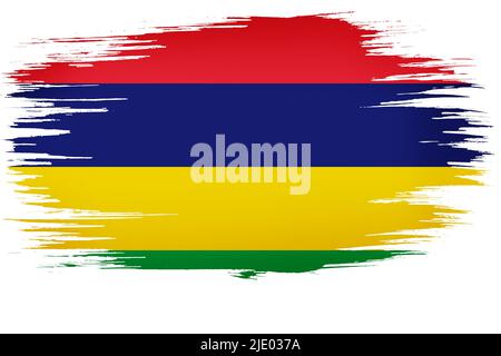 Bunte handgezeichnete Pinselstriche gemalt Nationalflagge von Mauritius. Vorlage für Banner, Karte, Werbung, TV-Werbung, Anzeigen, Webdesign Stockfoto