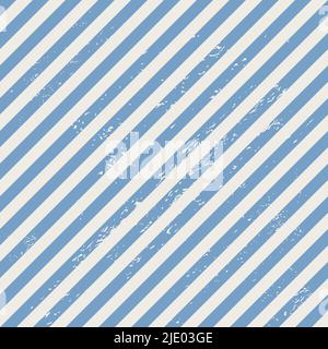 Blau-graues Streifenmuster. Gestresster diagonaler Streifen mit nahtlosem Vektormuster. Stock Vektor