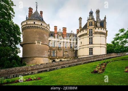 Le Lude, Schloss, château, Gemeinde Le Lude, Departement Sarthe, Region, Pays de la Loire, Frankreich, Architektur, Architektur, Architektur, Bank, ri Stockfoto