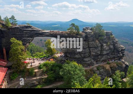 Prebisch Gate, Pravcicka brana, Böhmische Schweiz, Elbsandsteingebirge, Tschechische Republik Stockfoto