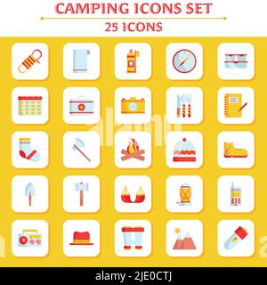 Gelbe Und Rote Illustration Von Camping Icon Im Flat Style. Stock Vektor