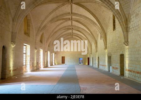 Die königliche Abtei unserer Lieben Frau von Fontevraud oder Fontevrault war ein Kloster im Dorf Fontevraud-l'Abbaye, in der Nähe von Chinon, westfranzösisches Departement. Stockfoto