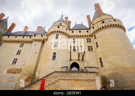 Château de Langeais, ein modisch elegantes gotisches Schloss aus dem 15.. Jahrhundert. Indre-et-Loire, Frankreich. Stockfoto