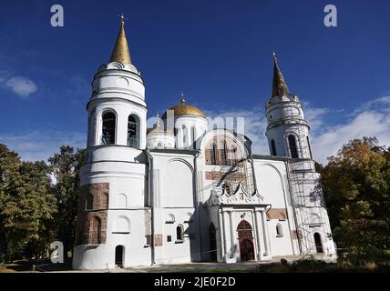 Tschernihiw, Ukraine 7. Oktober 2021: Spaso-Preobraschenski Kathedrale in der Stadt Tschernihiw Ukraine Museum der alten russischen Architektur Stockfoto