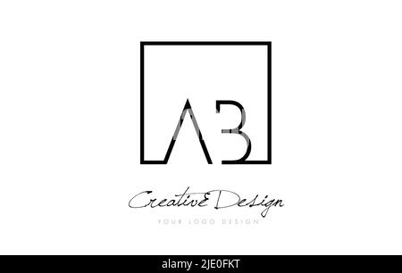 AB Platz eingerahmt Schreiben Logo Design Vektor mit den Farben Schwarz und Weiß. Stock Vektor