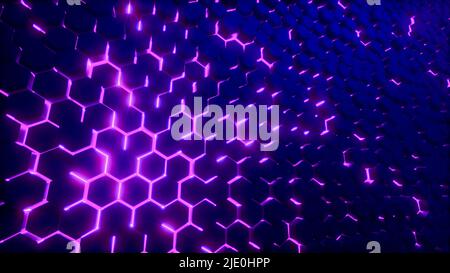 Neonfarbener Wabenhintergrund (3D Rendering) Stockfoto