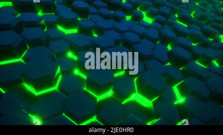 Neonfarbener Wabenhintergrund (3D Rendering) Stockfoto