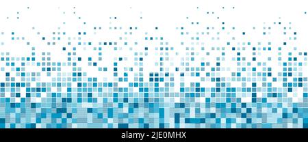Hellblauer, türkis, cyan Vektor nahtloser Hintergrund mit verblassten Quadraten. Abstrakter Verlauf, horizontale Panoramabilder mit Kopierraum. Unten Stock Vektor