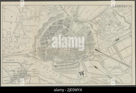 DEUTSCHLAND. Hamburg. Stadtplan; Altona, Bereich 1882 alte antike Kartenkarte Stockfoto