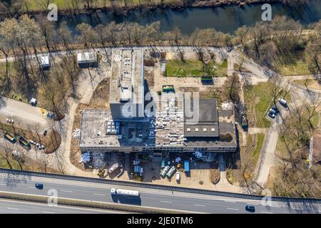 Luftaufnahme, Rathaus Sanierung in Neheim, Arnsberg, Sauerland, Nordrhein-Westfalen, Deutschland, Bauarbeiten, Baustelle, Gebäude Stockfoto