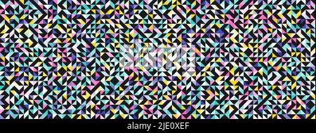 Dreiecke buntes Muster. Abstrakte geometrische Grunge-Textur auf dunklem Hintergrund. Helle mehrfarbige, Regenbogen Vektor glänzend dreieckige Vorlage Stock Vektor
