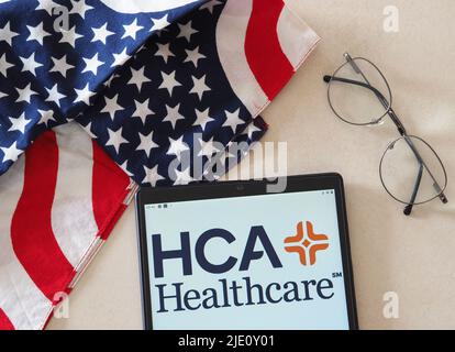 Deutschland. 24.. Juni 2022. In dieser Abbildung wird das Logo der Hospital Corporation of America (HCA Healthcare) auf einem Tablet angezeigt. Kredit: SOPA Images Limited/Alamy Live Nachrichten Stockfoto