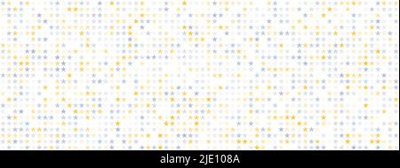 Heller abstrakter Hintergrund, Vektorstruktur mit Halbtonstern in Gelb und Violett. Horizontale Panorama-Vorlage für Anzeigen, Broschüren, Website, Webseite Stock Vektor