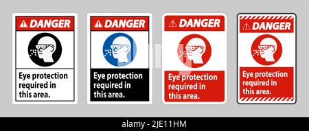 Warnschild Augenschutz In Diesem Bereich Erforderlich Stock Vektor