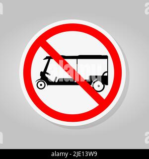 Kein Tuk Tuk Thailand Oder Rickshaw Drei Rollen Verkehrsschild Isolieren Auf Weißem Hintergrund, Vektor-Illustration Stock Vektor