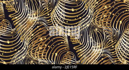 Trendy Set von bunten handbemalten abstrakten Formen auf schwarz. Abstrakte nahtlose geometrische Textur für Tapeten, Webseiten, Oberflächenstrukturen, Textilien, Stock Vektor