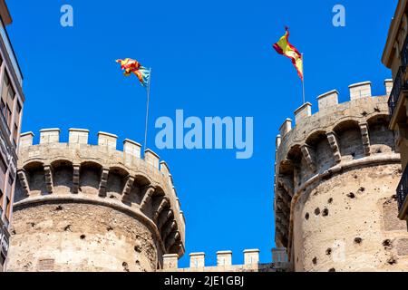 Quart Towers in Valencia, Spanien. Erbaut im Jahre 1400s als Teil der Stadtmauer von Valencia Stockfoto