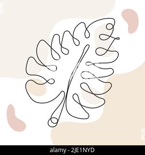 Palme, Farn-Linienvektor. Botanische Drucke boho Vektor für Wandkunst. Stock Vektor