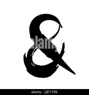 Handgezeichnetes Ampersand-Symbol, handbemalt mit Tintenpinsel. Vektorgrafik Stock Vektor