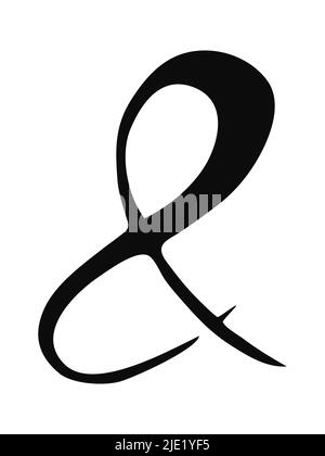 Handgezeichnetes Ampersand-Symbol, handbemalt mit Tintenpinsel. Vektorgrafik Stock Vektor