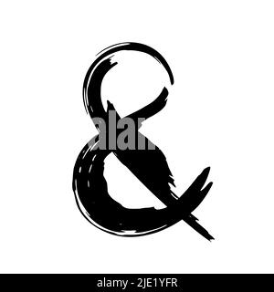 Handgezeichnetes Ampersand-Symbol, handbemalt mit Tintenpinsel. Vektorgrafik Stock Vektor