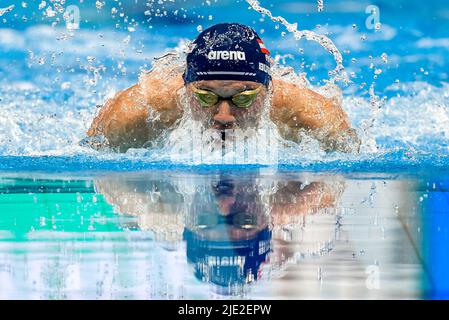 Budapest, Ungarn. 24.. Juni 2022. BUCHER Simon AUT100m Schmetterling Männer Final Swimming FINA 19. World Championships Budapest 2022 Budapest, Duna Arena 24/06/22 Foto Andrea Staccioli/Deepbluemedia/Insidefoto Kredit: Insidefoto srl/Alamy Live News Stockfoto