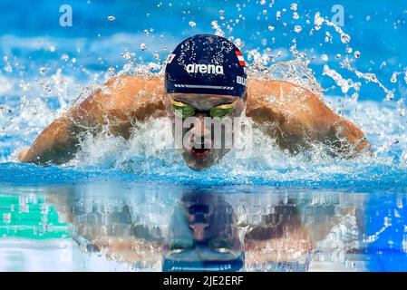 Budapest, Ungarn. 24.. Juni 2022. BUCHER Simon AUT100m Schmetterling Männer Final Swimming FINA 19. World Championships Budapest 2022 Budapest, Duna Arena 24/06/22 Foto Andrea Staccioli/Deepbluemedia/Insidefoto Kredit: Insidefoto srl/Alamy Live News Stockfoto