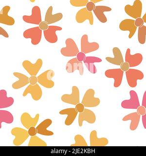 Nahtloses Blumenmuster mit Rosen auf Basis traditioneller Volkskunst-Ornamente. Bunte Blumen auf weißem Hintergrund. Doodle-Stil. Vektorgrafik Stock Vektor