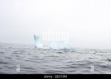 Welle krachend gegen kleine Eisberge, die im Meer schweben Stockfoto