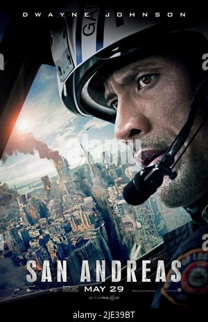 POSTER VON DWAYNE JOHNSON, SAN ANDREAS, 2015 Stockfoto