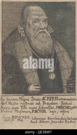 Porträt Albrechts von Brandenburg-Ansbach, Herzog von Preußen, Druckerei: Anonym, 1600 - 1699, Papier, Ätzung, Höhe 147 mm × Breite 88 mm Stockfoto