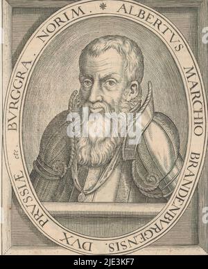 Porträt Albrechts von Brandenburg-Ansbach, Herzog von Preußen, Druckerei: Anonym, 1600 - 1699, Papier, Gravur, Buchdruck, Höhe 151 mm × Breite 122 mm Stockfoto