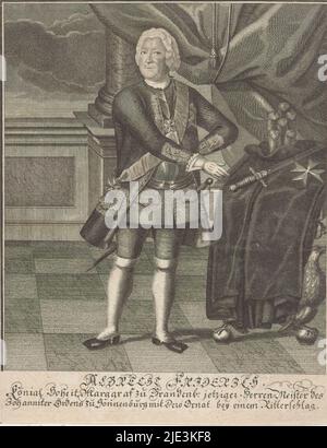 Porträt Albrecht Friedrich von Brandenburg-Schwedt, Prinz von Preußen, Druckerei: Anonym, 1700 - 1799, Papier, Gravur, Radierung, Höhe 183 mm × Breite 142 mm Stockfoto