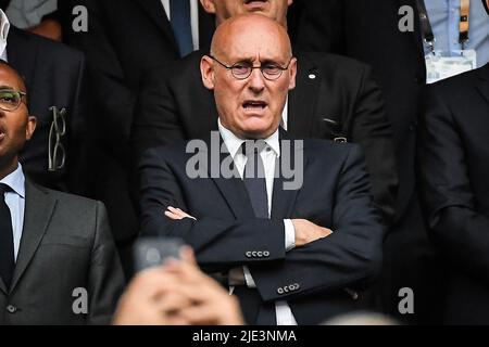 Bernard LAPORTE, Präsident des französischen Rugby-Verbandes (FFR), während des Final 14 Rugby Union Match zwischen Castres Olympique und Montpellier Herault Rugby am 24. Juni 2022 im Stade de France in Saint-Denis bei Paris, Frankreich - Foto Matthieu Mirville / DPPI Stockfoto